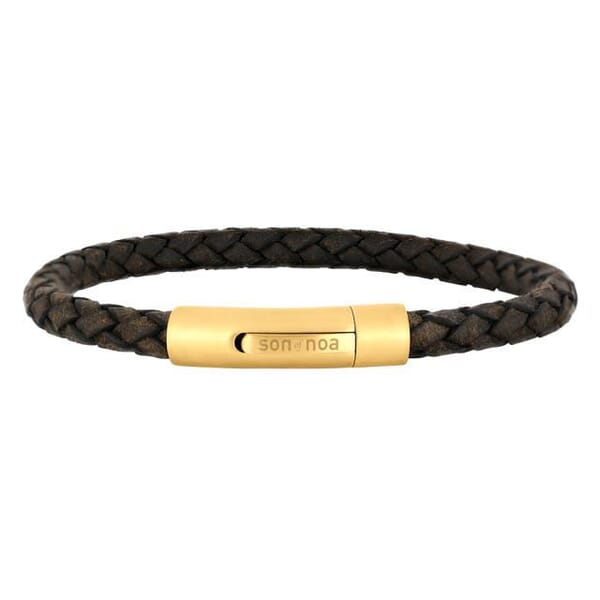 Herrearmbånd i calvelskinn, mørkebrun, 21 cm. SON of NOA - 80970229221